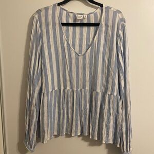 GAP Light Blue and White Striped Blouse size XL